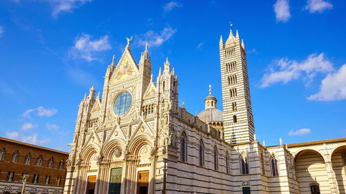 Low angle view of temple building against sky