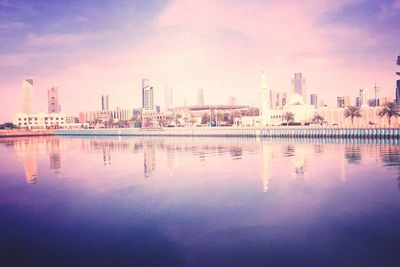 City skyline with waterfront