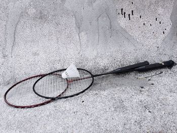Badminton rackets with the shuttlecocks