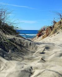 Scenic view of beach against sky