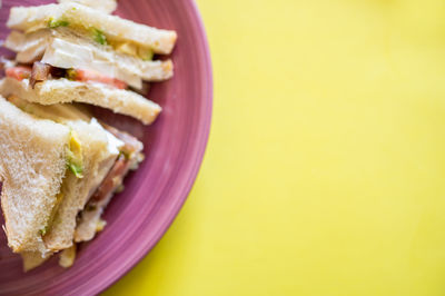 Close-up of sandwich served in plate