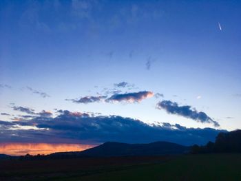 Scenic view of silhouette landscape against sky during sunset