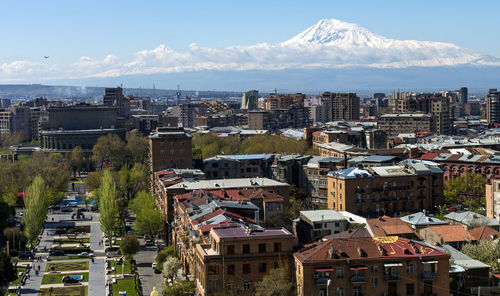 View of the majestic mount ararat from yerevan, armenia...legendary resting place of noah's ark.