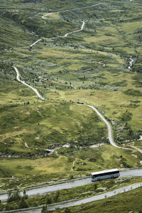 Scenic view of curvy road in the highlands