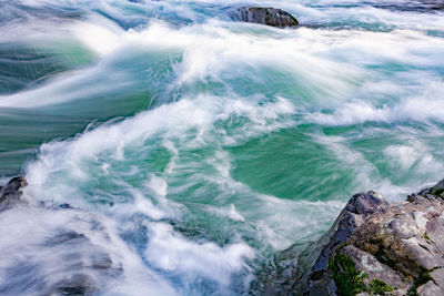 High angle view of river waves