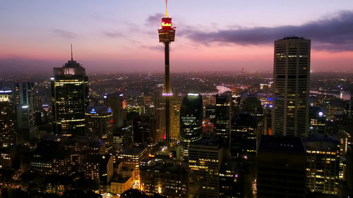 Illuminated cityscape at night,sydney,australia