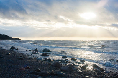 Scenic view of sea at sunset