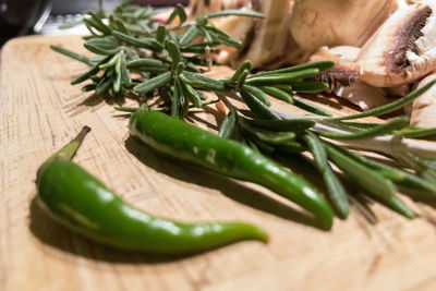 Close-up of vegetables on cutting board