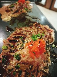 Close-up of food served in plate