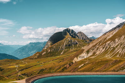 Drinking water reservoir in the dolomites, italy.