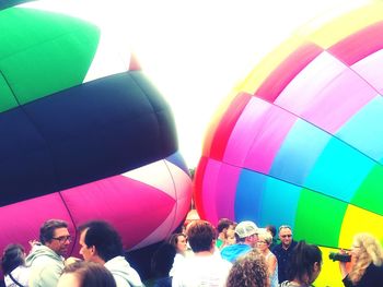 Group of people in hot air balloons