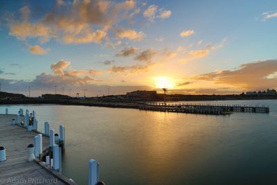 Scenic view of sunset over sea