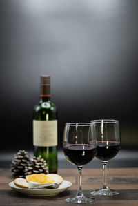 Close-up of wine glass on table