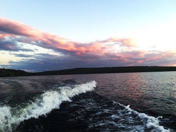 Scenic view of sea at sunset