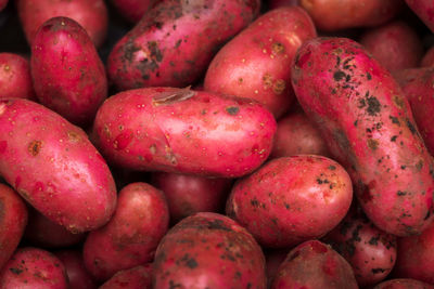 Full frame shot of red skinned potatoes for sale at market stall