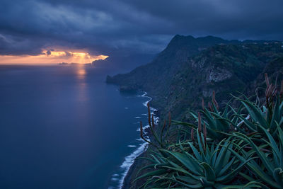 Scenic view of sea against sky during sunset