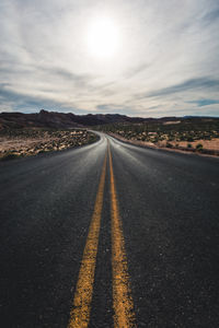 Surface level of road against sky