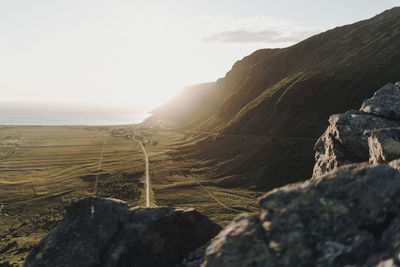 Scenic view of land against sky