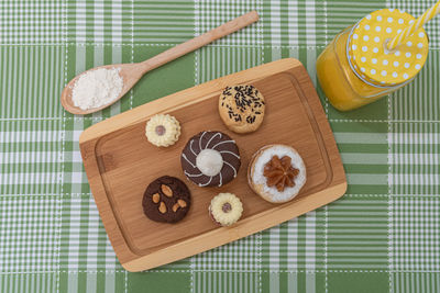 High angle view of food on table