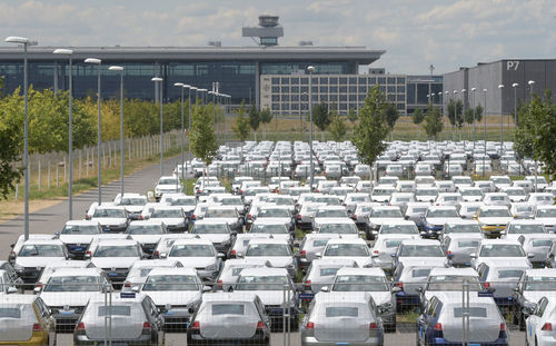 Cars on street in city