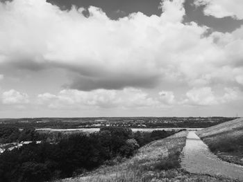 Scenic view of land against sky