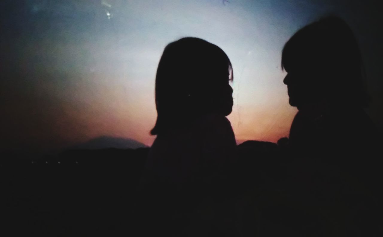 SILHOUETTE PEOPLE AGAINST SKY AT SUNSET