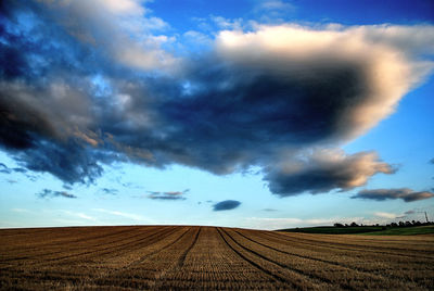 Scenic view of landscape against cloudy sky