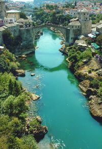 High angle view of bridge over river