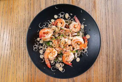 Directly above shot of food in plate on table