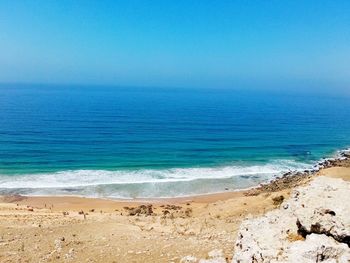 Scenic view of sea against clear sky