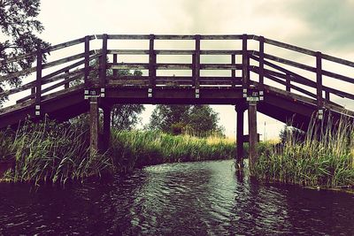 Footbridge against sky