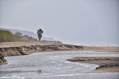 Scenic view of sea against clear sky