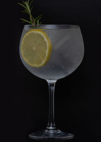 Close-up of drink against black background