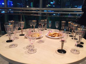 Wine glasses in restaurant