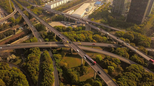 High angle view of bridges in city