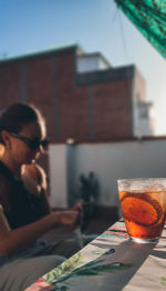 Side view of man using mobile phone