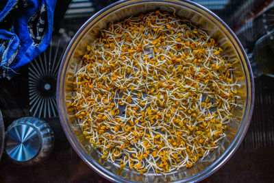 High angle view of food for sale in market