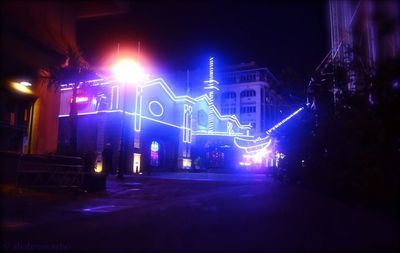 Illuminated building at night