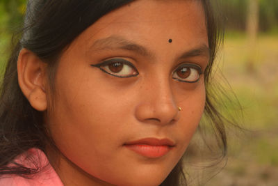 Close-up portrait of a beautiful young woman