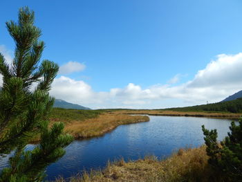 Scenic view of lake against sky