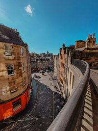 High angle view of buildings in city