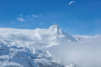 Aerial view of clouds over blue sky