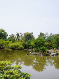 Scenic view of lake against clear sky