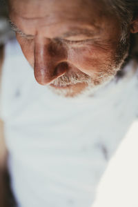 High angle view of man sitting at barber shop