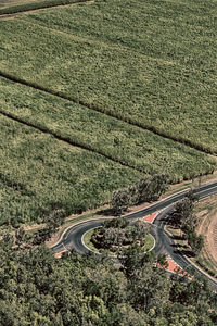 High angle view of road along landscape