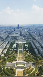 High angle view of buildings in city