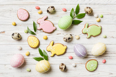 High angle view of food on table