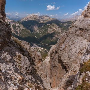 Scenic view of rocky mountains against sky