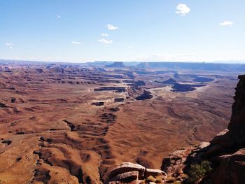 Aerial view of desert against sky