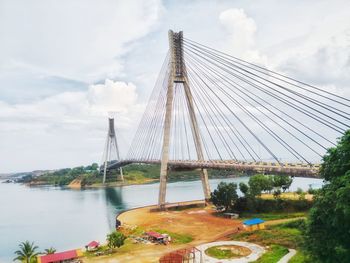 Bridge over river against sky